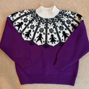 Vintage Purple Putumayo Wool Fair Isle Sweater